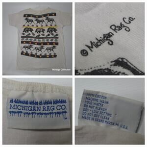 VINTAGE MICHIGAN RAG Co. MOOSE BEAR PINE CONE ONE SIZE OVERSIZED LONG TEE SHIRT